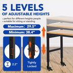 Établi réglable 75 x 25, table de travail robuste de 2000 lb avec roulettes et prise de courant, table polyvalente pour atelier de garage