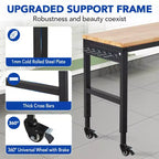 Établi réglable 75 x 25, table de travail robuste de 2000 lb avec roulettes et prise de courant, table polyvalente pour atelier de garage