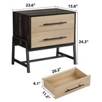 Petite table de chevet à 2 tiroirs, petite table de nuit d'appoint avec cadre en métal, meuble de chevet moderne pour chambre à coucher, couloir, placard, petit espace