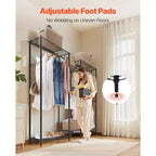 Portant à vêtements, Armoire robuste, 7 étagères réglables avec cadre en acier, capacité de charge de 385 kg avec 4 tringles, Noir