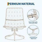 Fauteuil à bascule pivotant à 360° en rotin d'hiver, fauteuil de salon en osier tout temps avec coussin d'assise épais et base à bascule en métal pour l'intérieur et l'extérieur