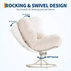 Fauteuil à bascule pivotant à 360° en rotin d'hiver, fauteuil de salon en osier tout temps avec coussin d'assise épais et base à bascule en métal pour l'intérieur et l'extérieur