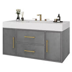 Meuble-lavabo flottant de 40 pouces avec 2 portes et tiroirs, armoire de rangement murale