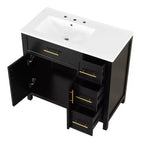 Bellemave 36 Bathroom Vanity with Sink, Black Bathroom Vanity with Drawers, Black Bathroom Cabinet with Gold Handles