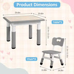 Table pour enfants réglable avec 4 chaises, table d'activités pour tout-petits de 23 pouces pour les 2-10 ans, bureau de salle de jeux préscolaire avec pieds antidérapants et plateau à graffitis