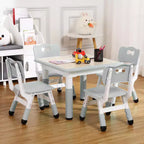 Table pour enfants réglable avec 4 chaises, table d'activités pour tout-petits de 23 pouces pour les 2-10 ans, bureau de salle de jeux préscolaire avec pieds antidérapants et plateau à graffitis
