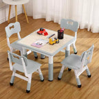 Table pour enfants réglable avec 4 chaises, table d'activités pour tout-petits de 23 pouces pour les 2-10 ans, bureau de salle de jeux préscolaire avec pieds antidérapants et plateau à graffitis