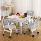 Table pour enfants réglable avec 4 chaises, table d'activités pour tout-petits de 23 pouces pour les 2-10 ans, bureau de salle de jeux préscolaire avec pieds antidérapants et plateau à graffitis