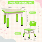 Table pour enfants réglable avec 4 chaises, table d'activités pour tout-petits de 23 pouces pour les 2-10 ans, bureau de salle de jeux préscolaire avec pieds antidérapants et plateau à graffitis