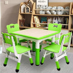Table pour enfants réglable avec 4 chaises, table d'activités pour tout-petits de 23 pouces pour les 2-10 ans, bureau de salle de jeux préscolaire avec pieds antidérapants et plateau à graffitis
