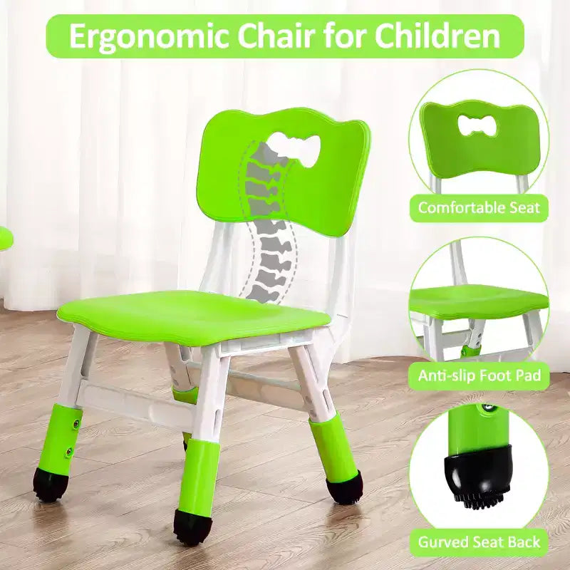 Table pour enfants réglable avec 4 chaises, table d'activités pour tout-petits de 23 pouces pour les 2-10 ans, bureau de salle de jeux préscolaire avec pieds antidérapants et plateau à graffitis