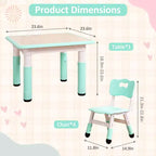 Table pour enfants réglable avec 4 chaises, table d'activités pour tout-petits de 23 pouces pour les 2-10 ans, bureau de salle de jeux préscolaire avec pieds antidérapants et plateau à graffitis