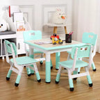 Table pour enfants réglable avec 4 chaises, table d'activités pour tout-petits de 23 pouces pour les 2-10 ans, bureau de salle de jeux préscolaire avec pieds antidérapants et plateau à graffitis