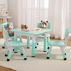 Table pour enfants réglable avec 4 chaises, table d'activités pour tout-petits de 23 pouces pour les 2-10 ans, bureau de salle de jeux préscolaire avec pieds antidérapants et plateau à graffitis