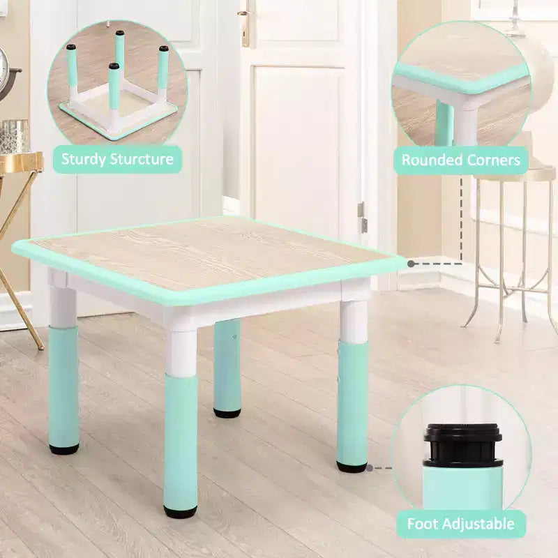 Table pour enfants réglable avec 4 chaises, table d'activités pour tout-petits de 23 pouces pour les 2-10 ans, bureau de salle de jeux préscolaire avec pieds antidérapants et plateau à graffitis