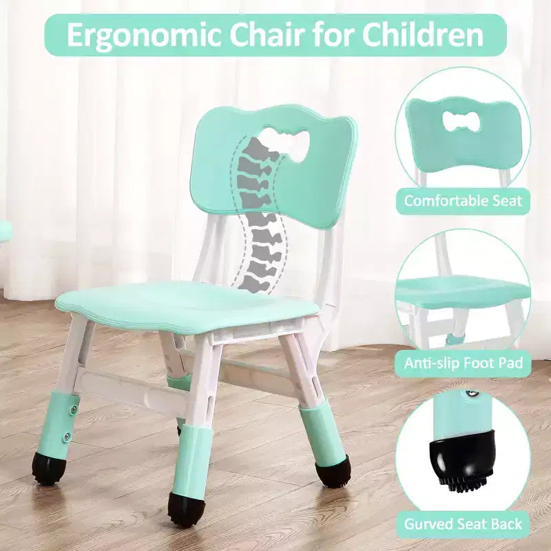 Table pour enfants réglable avec 4 chaises, table d'activités pour tout-petits de 23 pouces pour les 2-10 ans, bureau de salle de jeux préscolaire avec pieds antidérapants et plateau à graffitis