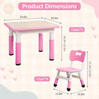Table pour enfants réglable avec 4 chaises, table d'activités pour tout-petits de 23 pouces pour les 2-10 ans, bureau de salle de jeux préscolaire avec pieds antidérapants et plateau à graffitis