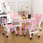 Table pour enfants réglable avec 4 chaises, table d'activités pour tout-petits de 23 pouces pour les 2-10 ans, bureau de salle de jeux préscolaire avec pieds antidérapants et plateau à graffitis
