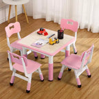 Table pour enfants réglable avec 4 chaises, table d'activités pour tout-petits de 23 pouces pour les 2-10 ans, bureau de salle de jeux préscolaire avec pieds antidérapants et plateau à graffitis