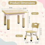 Table pour enfants réglable avec 4 chaises, table d'activités pour tout-petits de 23 pouces pour les 2-10 ans, bureau de salle de jeux préscolaire avec pieds antidérapants et plateau à graffitis
