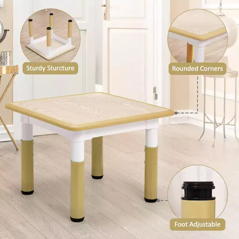 Table pour enfants réglable avec 4 chaises, table d'activités pour tout-petits de 23 pouces pour les 2-10 ans, bureau de salle de jeux préscolaire avec pieds antidérapants et plateau à graffitis