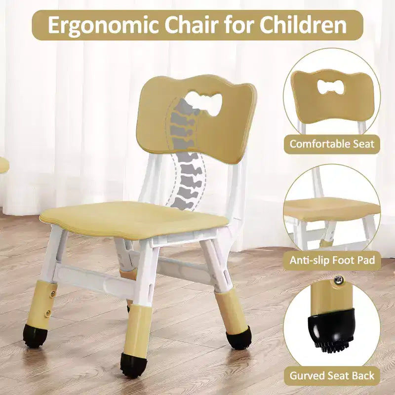 Table pour enfants réglable avec 4 chaises, table d'activités pour tout-petits de 23 pouces pour les 2-10 ans, bureau de salle de jeux préscolaire avec pieds antidérapants et plateau à graffitis