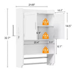 Meuble de Rangement Salle de Bain, Organiseur Mural avec 2 Portes et 1 Étagère Ouverte, Blanc