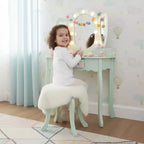 Coiffeuse en bois Heart Glow avec miroir et tabouret LED
