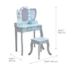 Coiffeuse en bois Heart Glow avec miroir et tabouret LED