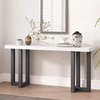 Console de 160 cm avec pieds en bois massif, élégante table d'entrée avec plateau épais, table de couloir pour salon, chambre à coucher