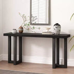 Console de 160 cm avec pieds en bois massif, élégante table d'entrée avec plateau épais, table de couloir pour salon, chambre à coucher