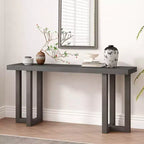 Console de 160 cm avec pieds en bois massif, élégante table d'entrée avec plateau épais, table de couloir pour salon, chambre à coucher