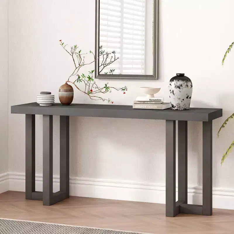 Console de 160 cm avec pieds en bois massif, élégante table d'entrée avec plateau épais, table de couloir pour salon, chambre à coucher