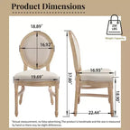 Chaises de salle à manger de style campagnard français, chaises rembourrées sculptées à dossier rond, beige