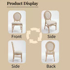 Chaises de salle à manger de style campagnard français, chaises rembourrées sculptées à dossier rond, beige
