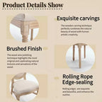 Chaises de salle à manger de style campagnard français, chaises rembourrées sculptées à dossier rond, beige