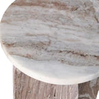 Table d'appoint, table de chevet ou table de nuit en marbre avec plateau rond en agate, idéale pour les grands ou petits espaces