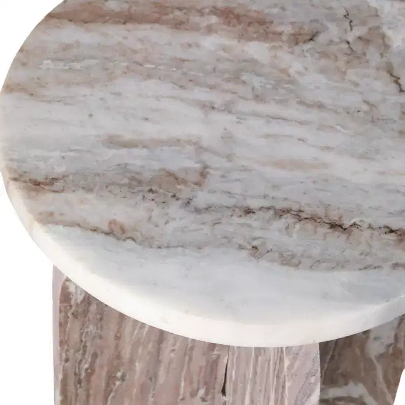 Table d'appoint, table de chevet ou table de nuit en marbre avec plateau rond en agate, idéale pour les grands ou petits espaces