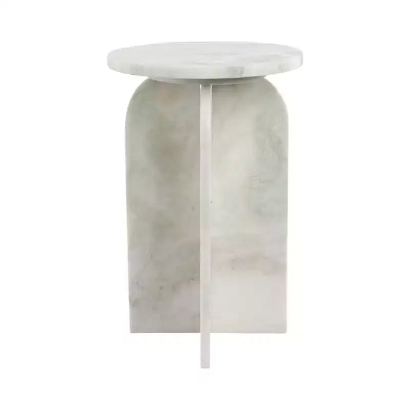 Table d'appoint, table de chevet ou table de nuit en marbre avec plateau rond en agate, idéale pour les grands ou petits espaces