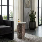 Table d'appoint, table de chevet ou table de nuit en marbre avec plateau rond en agate, idéale pour les grands ou petits espaces