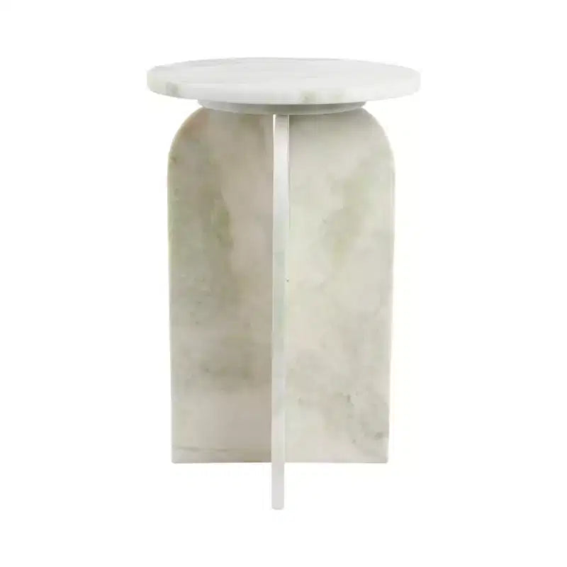 Table d'appoint, table de chevet ou table de nuit en marbre avec plateau rond en agate, idéale pour les grands ou petits espaces