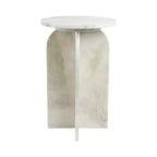 Table d'appoint, table de chevet ou table de nuit en marbre avec plateau rond en agate, idéale pour les grands ou petits espaces