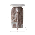 Table d'appoint, table de chevet ou table de nuit en marbre avec plateau rond en agate, idéale pour les grands ou petits espaces
