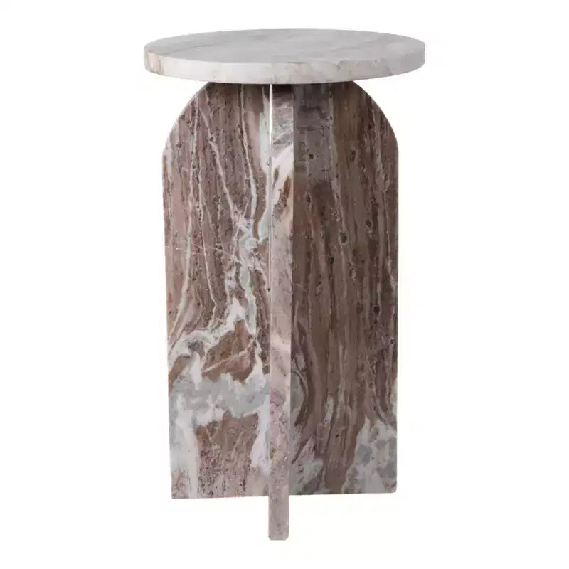 Table d'appoint, table de chevet ou table de nuit en marbre avec plateau rond en agate, idéale pour les grands ou petits espaces