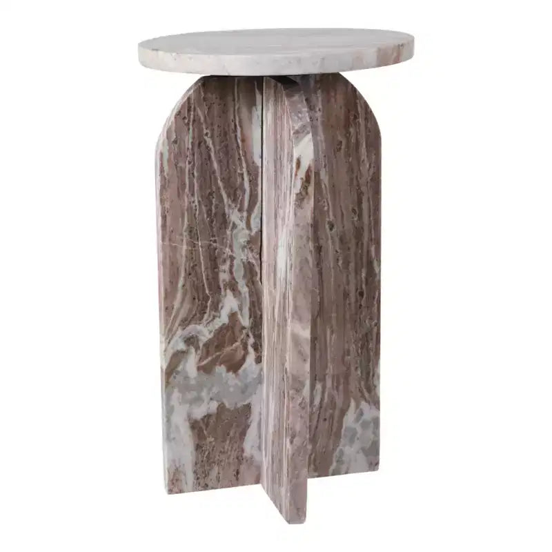 Table d'appoint, table de chevet ou table de nuit en marbre avec plateau rond en agate, idéale pour les grands ou petits espaces