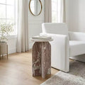 Home Decor End Table, Side Table, or Night Stand - Marble Bedside Table with Round Agate Top Ideal for Big or Small Spaces