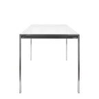 Table à manger moderne Fuji 47" Acier inoxydable/Verre transparent : Élégante 4 places, plateau rectangulaire, mobilier de cuisine