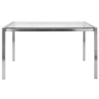 Table à manger moderne Fuji 47" Acier inoxydable/Verre transparent : Élégante 4 places, plateau rectangulaire, mobilier de cuisine