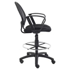 Tabouret de dessinateur en maille avec accoudoirs en boucle noir : Pivotant, piètement en nylon, structure en métal, capacité de 125 kg