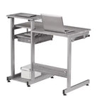 Bureau de Travail Informatique Complet Gris : Avec Tiroir, Cadre en Acier, Surface en MDF